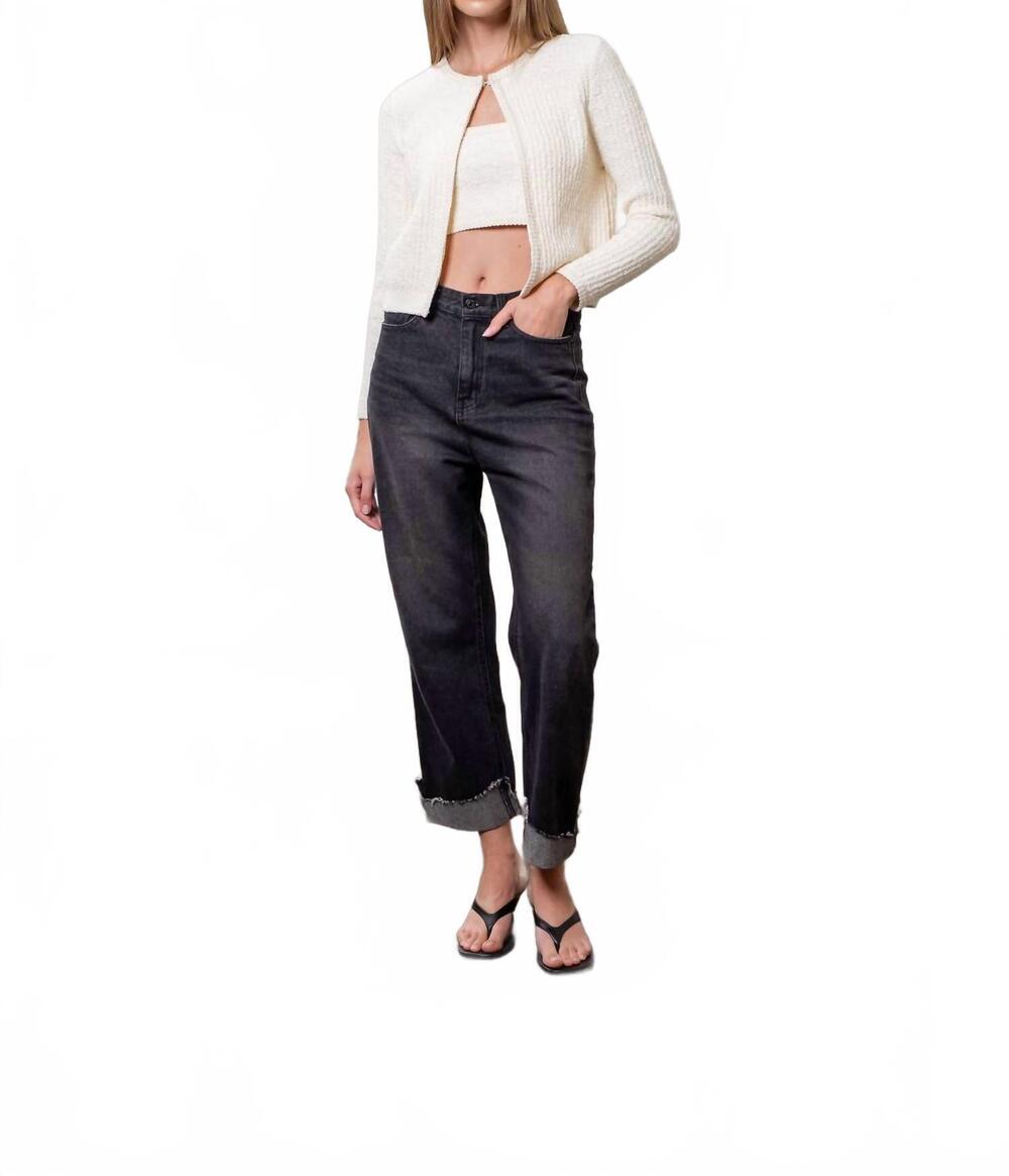 NEW MOON RIVER long sleeve cardigan top in cream